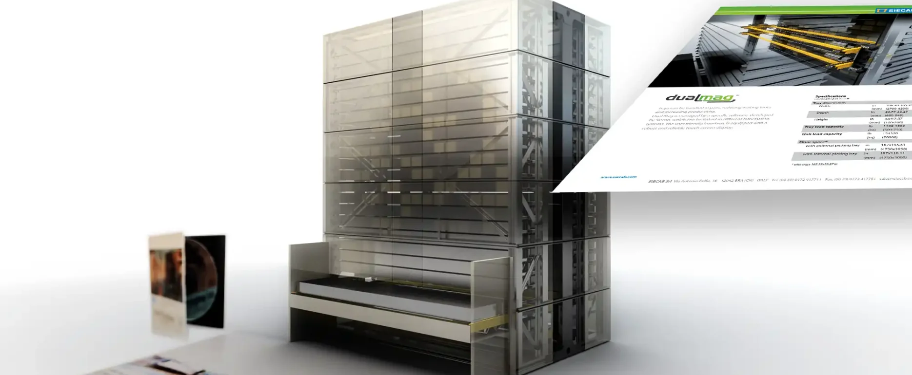 Rendering Magazzino Verticale e Cataloghi Siecab Bra