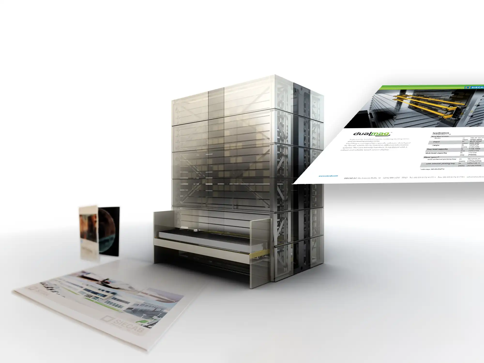 Rendering Magazzino Verticale e Cataloghi Siecab Bra